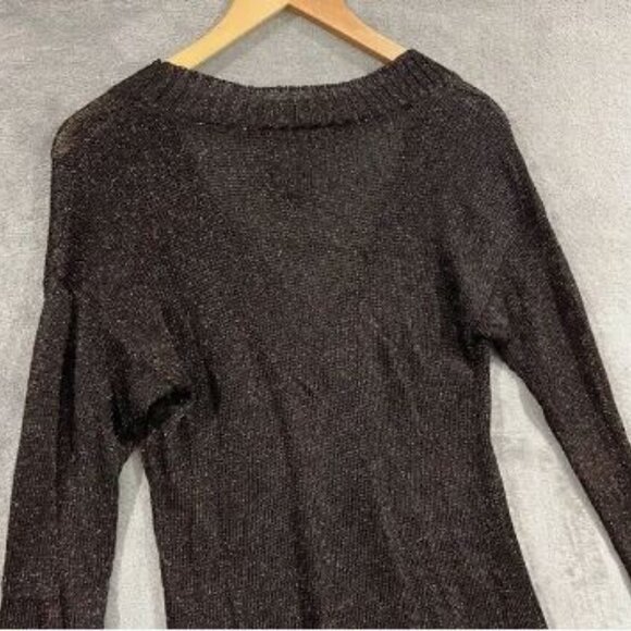 Guess Womens Metallic Long Sleeve Tunic V Neck Sweater Size Small - Picture 7 of 7
